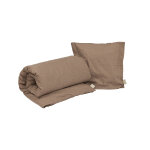 Housse de couette et taie enfant marron en coton organique h70x100cm / h40x45cm