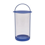 Lanterne bleu en mtal et en verre 25xh48cm
