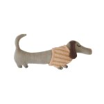 Peluche chien gris en coton et polyester h15x32x7cm