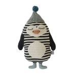 Peluche pingouin blanc en coton et polyester h26x18x6cm