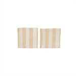 Serviette de table ray�e orange en coton organique h45x45cm