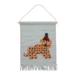 Tapis mural all léopard bleu en laine et en coton h69x50cm Tapis mural all léopard bleu en laine et en coton h69x50cm