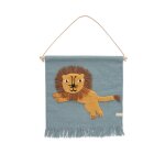 Tapis mural bleu en laine h55x52cm Tapis mural bleu en laine h55x52cm