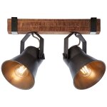 Plafonnier 2 lampes design brilliant plow noir bois 82129 / 46 Plafonnier 2 lampes design brilliant plow noir bois 82129 / 46