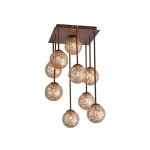 Plafonnier 9 lampes design neuhaus greta rouille m?tal 6238 - 48