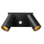 Spot mural 2 lampes design lucide taylor noir aluminium 09831 / 02 / 30