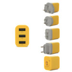 Adaptateur 3 ports usb go travel electrique monde jaune