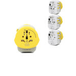 Adaptateur go travel electrique universel double usb jaune