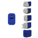 Adaptateur usb a & c go travel electrique monde bleu