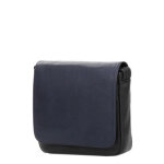 Besace homme en cuir hexagona duo noir / marine