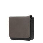 Besace homme en cuir hexagona duo noir / taupe