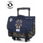 Cartable  roulettes rversible pol fox lion 38 cm cp / ce1 / ce2 marine bleu