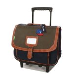 Cartable � roulettes tann's axel 38 cm cp / ce2 kaki / bleu vert