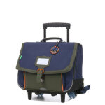 Cartable  roulettes tann's esteban 38 cm cp / ce1 / ce2 bleu / kaki