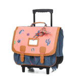 Cartable � roulettes tann's jane 41 cm ce2 / cm1 / cm2 corail / bleu rose
