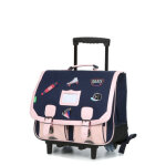 Cartable  roulettes tann's lily 41 cm ce2 / cm1 / cm2 bleu / rose