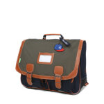 Cartable tann's axel 41 cm ce2 / cm1 / cm2 kaki / bleu vert