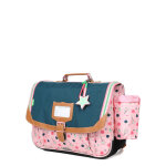 Cartable tann's caroline 38 cm - poche gourde cp / ce1 / ce2 vert / rose
