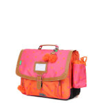 Cartable tann's sidonie 38 cm - poche gourde cp / ce1 / ce2 rose / orange