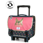 Cartable trolley rversible pol fox wonder fox glitter 38 cm gris / rose