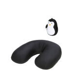 Coussin de voyage kikkerland zip & flip pingouin noir