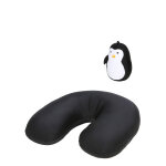 Coussin de voyage kikkerland zip & flip pingouin noir