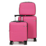 Ensemble 2 valises cabine rigides lys managua et vanity fuchsia rose