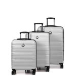 Ensemble 3 valises rigides delsey air armour argent gris