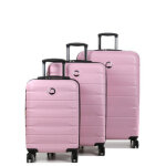 Ensemble 3 valises rigides extensibles delsey air armour pivoine rose
