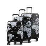 Ensemble 3 valises rigides extensibles lys mappemonde noir blanc
