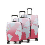 Ensemble 3 valises rigides extensibles lys mappemonde rose