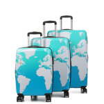Ensemble 3 valises rigides extensibles lys mappemonde vert bleu