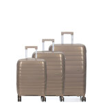 Ensemble 3 valises rigides extensibles teneo ondea taupe beige