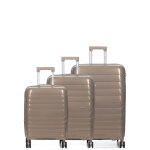 Ensemble 3 valises rigides extensibles teneo ondea taupe beige