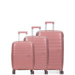 Ensemble 3 valises rigides extensibles teneo ondea vieux rose