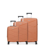 Ensemble 3 valises rigides extensibles worldline kos 2 argile orange