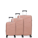 Ensemble 3 valises rigides extensibles worldline kos 2 vieux rose