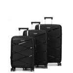 Set 3 valises rigides extensibles pas cher worldline kos noir