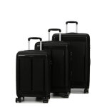 Set 3 valises rigides extensibles 4 roues pas cher worldline malacca noir Set 3 valises rigides extensibles 4 roues pas cher worldline malacca noir