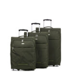 Ensemble 3 valises souples extensibles snowball week - end - 2 roues kaki vert