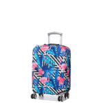 Housse de valise periea black & white stripes with flamingos s blanc