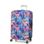 Housse de valise periea black & white stripes with flamingos l blanc