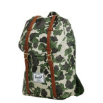 Sac  dos herschel retreat frog camo / tan synthetic leather vert