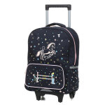 Sac � dos � roulettes cheval wild flowers ce2 / cm1 / cm2 bleu