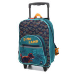 Sac  dos  roulettes dino land maternelle vert