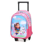 Sac � dos � roulettes gabby's dollhouse rainbow ce2 / cm1 / cm2 rose