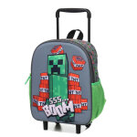 Sac � dos � roulettes minecraft creeper boom 3d maternelle gris
