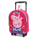 Sac � dos � roulettes peppa pig friends 3d maternelle fuchsia rose