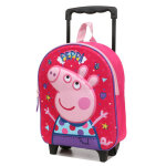 Sac � dos � roulettes peppa pig friends 3d maternelle fuchsia rose