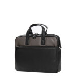 Sacoche ordinateur en cuir pas cher hexagona duo 14 pouces noir / taupe